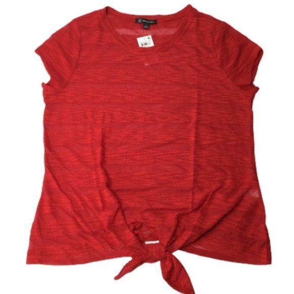 INC Tie Front Semi-Sheer Striped Top NWT Sz L - Picture 6 of 10